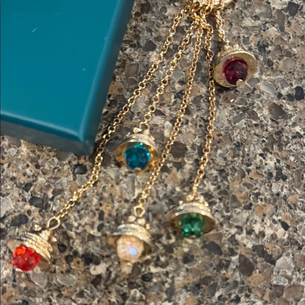 Effy Gold-Tone Multi-Color Crystal Bells Tassel Keychain - Picture 3 of 5